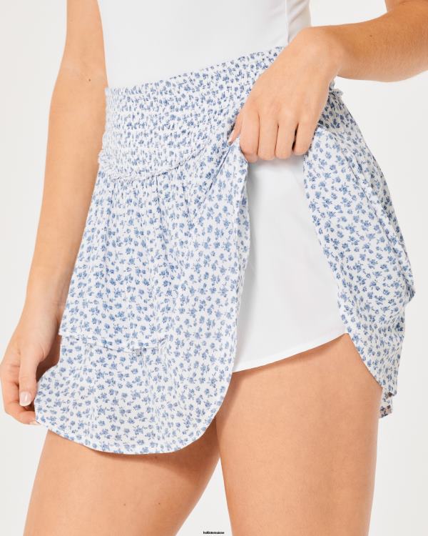 mini-jupe à taille ultra haute femmes fleurs blanches Hollister bas RRRJX597