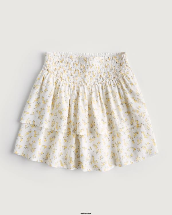 mini-jupe à taille ultra haute femmes fleurs blanches Hollister bas RRRJX721