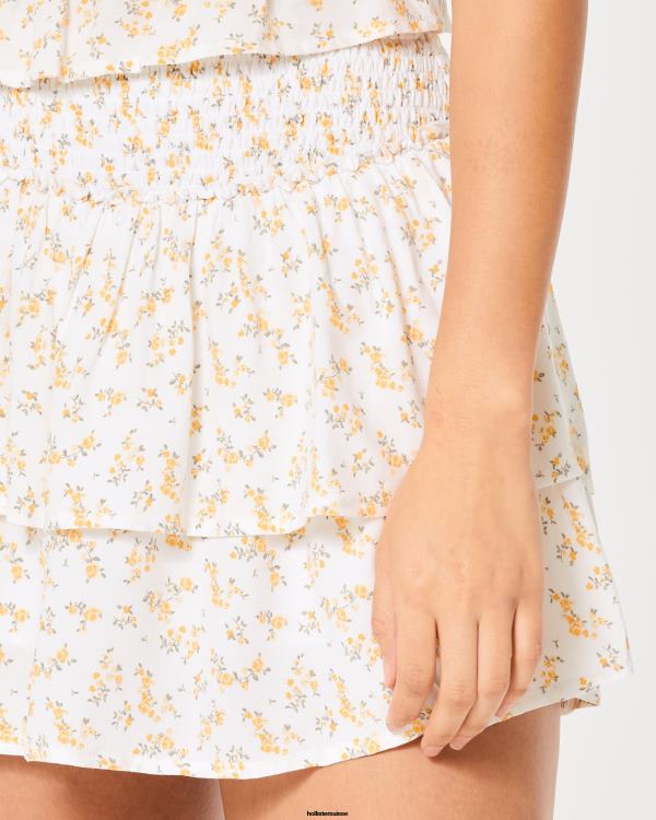 mini-jupe à taille ultra haute femmes fleurs blanches Hollister bas RRRJX721