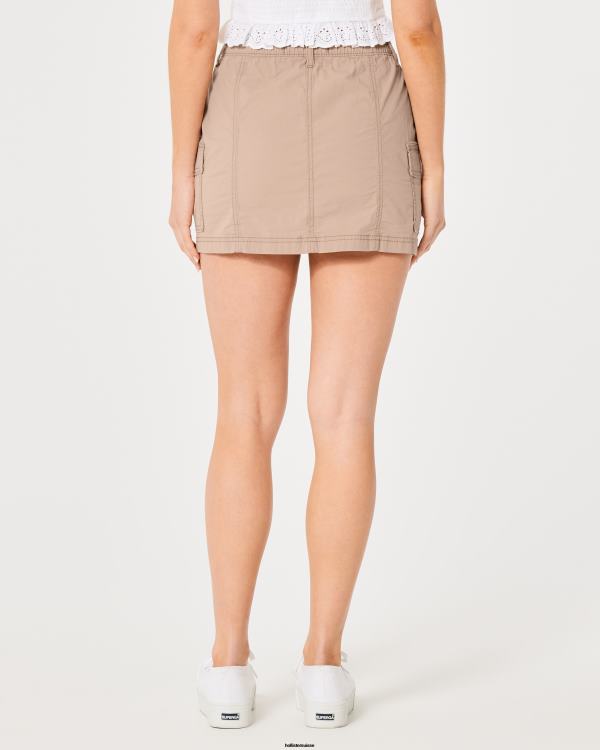 minijupe cargo en popeline à taille haute femmes kaki Hollister bas RRRJX677