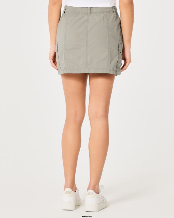 minijupe cargo en popeline à taille haute femmes olive verte Hollister bas RRRJX544