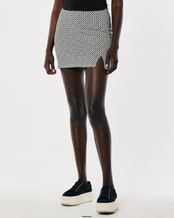 minijupe imprimée taille ultra haute femmes motif noir Hollister bas RRRJX770