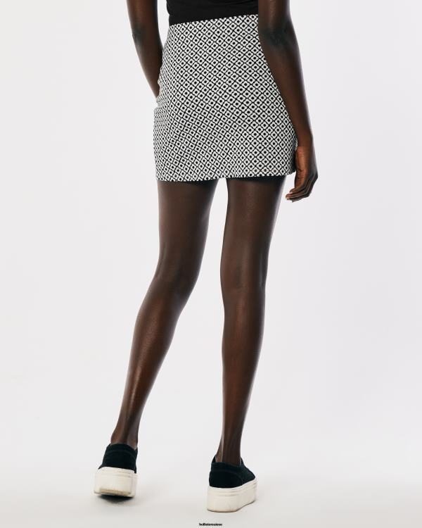 minijupe imprimée taille ultra haute femmes motif noir Hollister bas RRRJX770