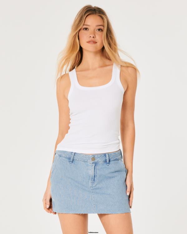 minijupe menuisier taille basse à rayures chemin de fer femmes rayures légèrement délavées Hollister bas RRRJX724