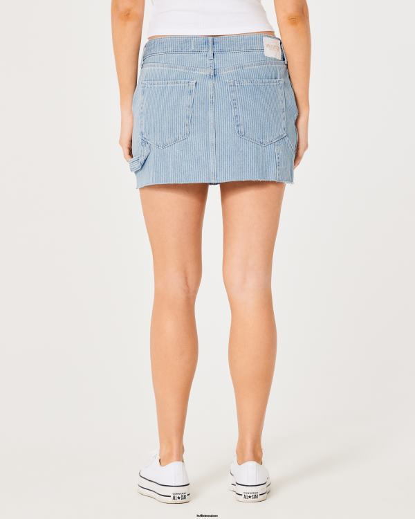 minijupe menuisier taille basse à rayures chemin de fer femmes rayures légèrement délavées Hollister bas RRRJX724