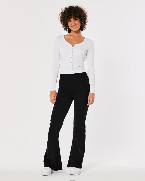 legging évasé femmes solide noir Hollister bas RRRJX526