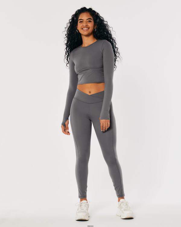 leggings à taille haute en V pour touristes sociaux femmes gris Hollister bas RRRJX766