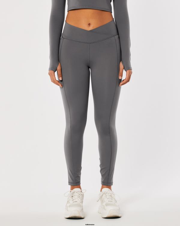 leggings à taille haute en V pour touristes sociaux femmes gris Hollister bas RRRJX766