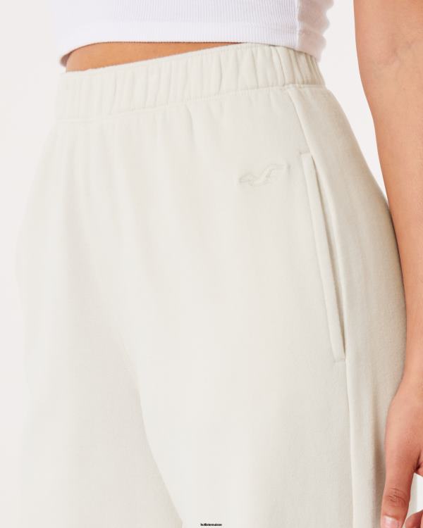 feel good pantalon large en molleton à taille ultra haute femmes crème Hollister bas RRRJX494