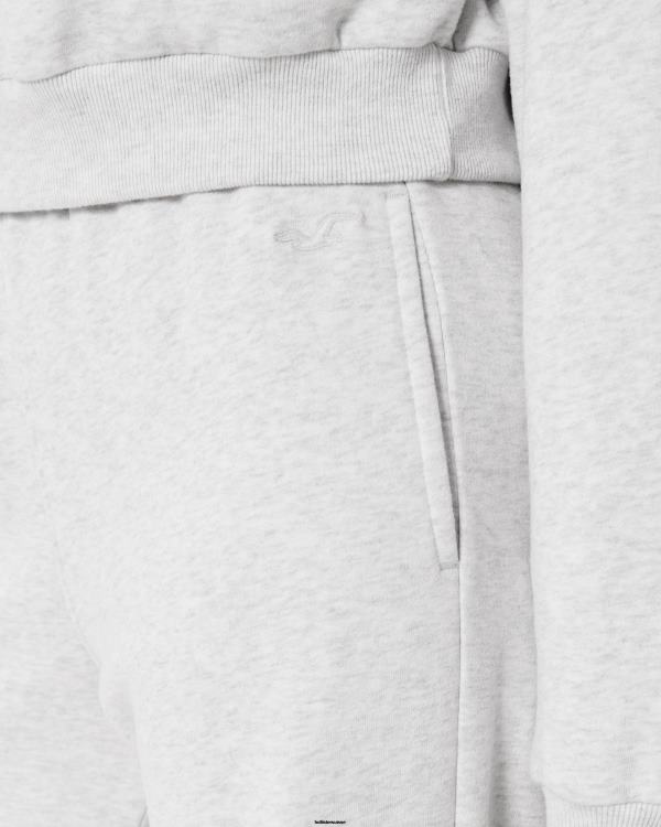 feel good pantalon large en molleton à taille ultra haute femmes gris chiné clair Hollister bas RRRJX491