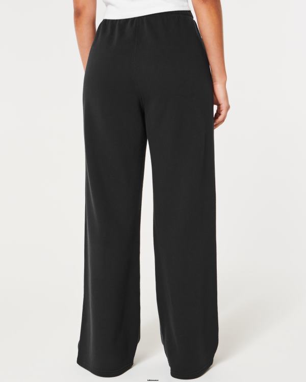 feel good pantalon large en molleton à taille ultra haute femmes noir Hollister bas RRRJX514