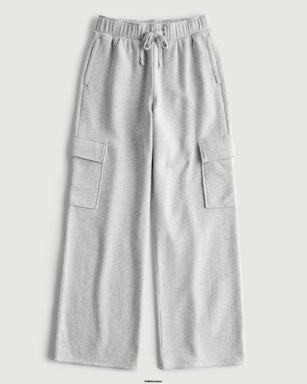gilly hicks pantalon de survêtement cargo à jambe large active femmes gris chiné clair Hollister bas RRRJX655