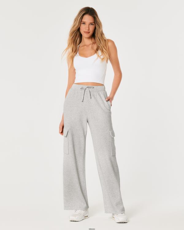 gilly hicks pantalon de survêtement cargo à jambe large active femmes gris chiné clair Hollister bas RRRJX655