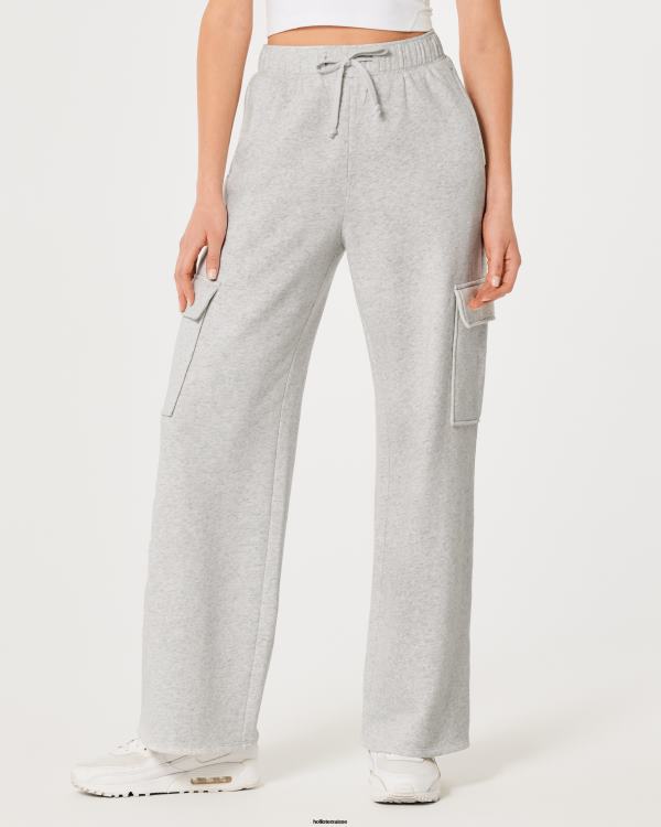 gilly hicks pantalon de survêtement cargo à jambe large active femmes gris chiné clair Hollister bas RRRJX655