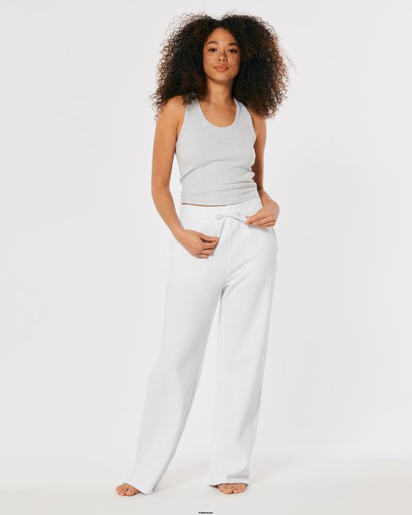 gilly hicks pantalon de survêtement large en polaire active essentials femmes blanc Hollister bas RRRJX669