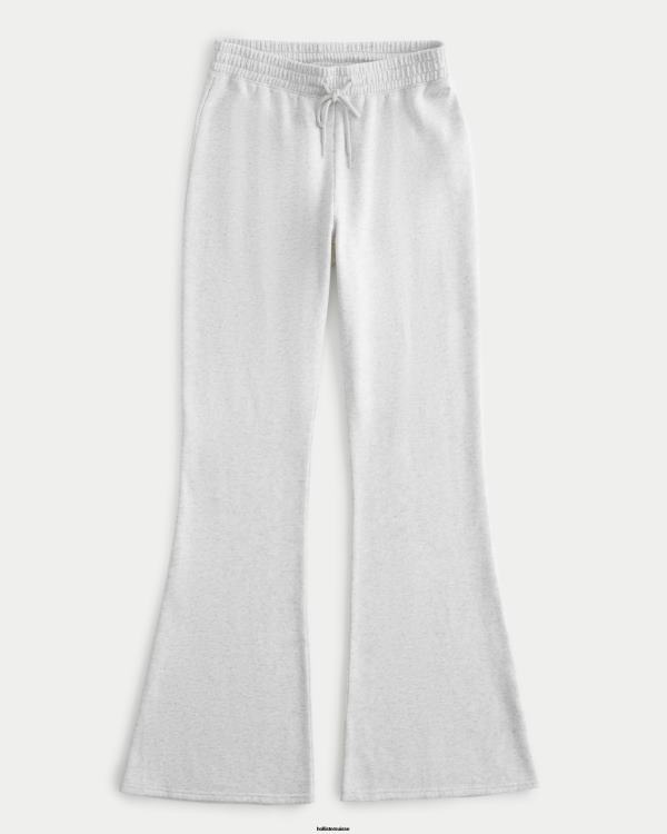 pantalon évasé en molleton à taille ultra haute femmes gris chiné clair Hollister bas RRRJX598