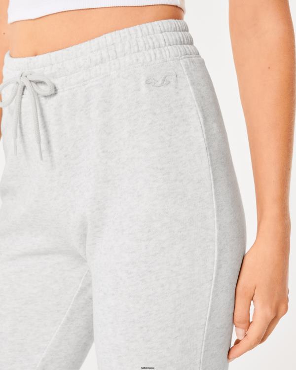pantalon évasé en molleton à taille ultra haute femmes gris chiné clair Hollister bas RRRJX598