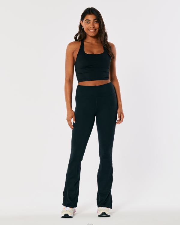 Gilly Hicks Active Recharge - Pantalon évasé taille haute à ourlet fendu femmes noir Hollister bas RRRJX735