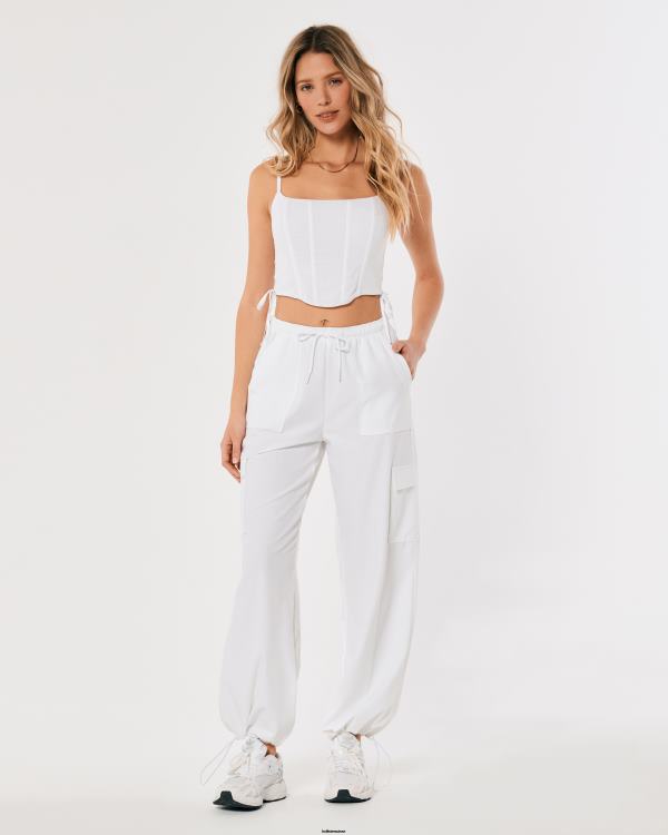 gilly hicks active pantalon parachute taille mi-haute femmes blanc Hollister bas RRRJX711