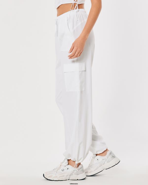 gilly hicks active pantalon parachute taille mi-haute femmes blanc Hollister bas RRRJX711
