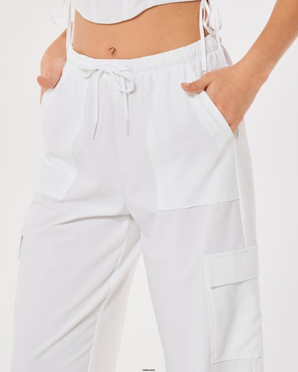 gilly hicks active pantalon parachute taille mi-haute femmes blanc Hollister bas RRRJX711