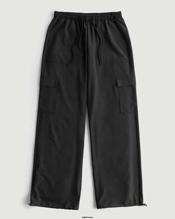 gilly hicks active pantalon parachute taille mi-haute femmes noir Hollister bas RRRJX645