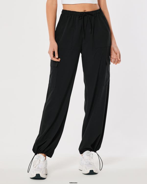 gilly hicks active pantalon parachute taille mi-haute femmes noir Hollister bas RRRJX645