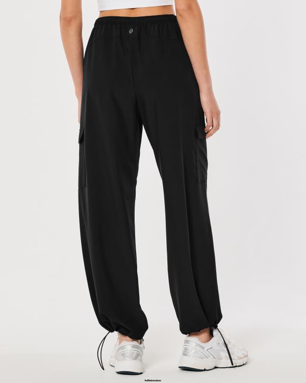 gilly hicks active pantalon parachute taille mi-haute femmes noir Hollister bas RRRJX645