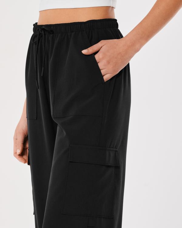gilly hicks active pantalon parachute taille mi-haute femmes noir Hollister bas RRRJX645