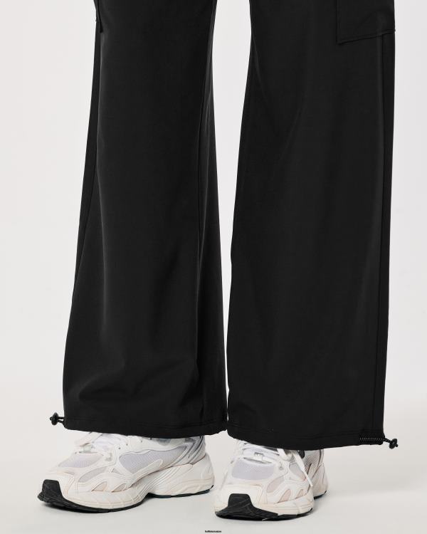 gilly hicks active pantalon parachute taille mi-haute femmes noir Hollister bas RRRJX645