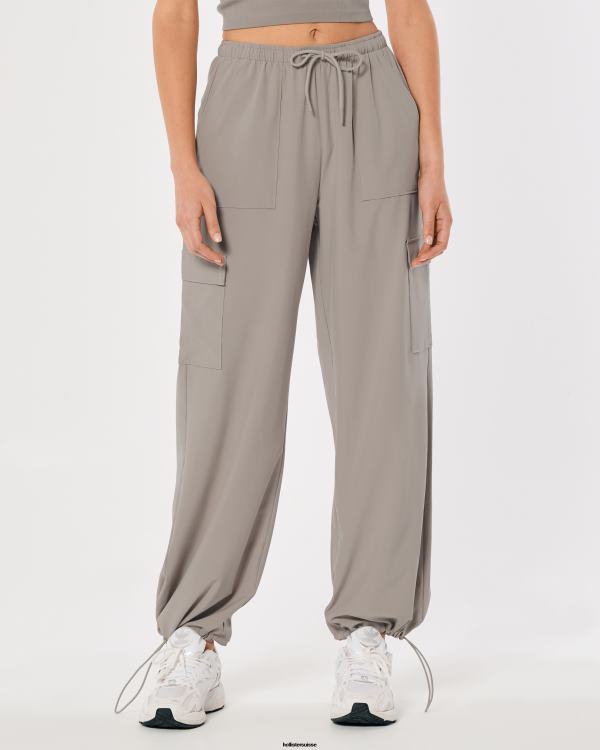 gilly hicks active pantalon parachute taille mi-haute femmes plat gris foncé Hollister bas RRRJX717