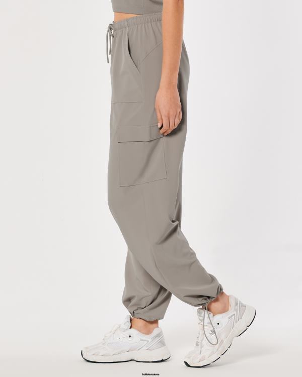 gilly hicks active pantalon parachute taille mi-haute femmes plat gris foncé Hollister bas RRRJX717