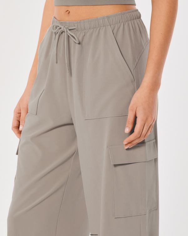 gilly hicks active pantalon parachute taille mi-haute femmes plat gris foncé Hollister bas RRRJX717