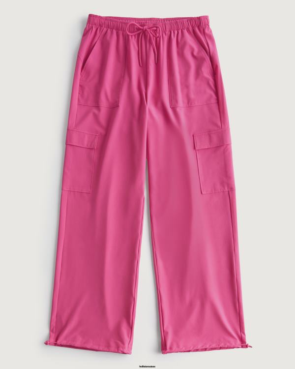 gilly hicks active pantalon parachute taille mi-haute femmes rose foncé Hollister bas RRRJX764