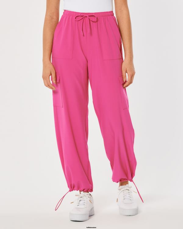 gilly hicks active pantalon parachute taille mi-haute femmes rose foncé Hollister bas RRRJX764