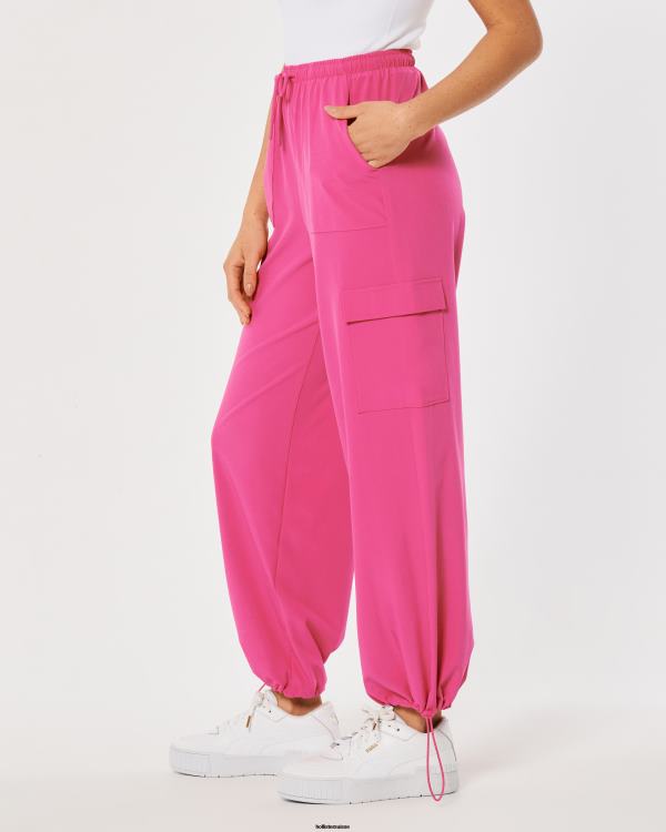 gilly hicks active pantalon parachute taille mi-haute femmes rose foncé Hollister bas RRRJX764