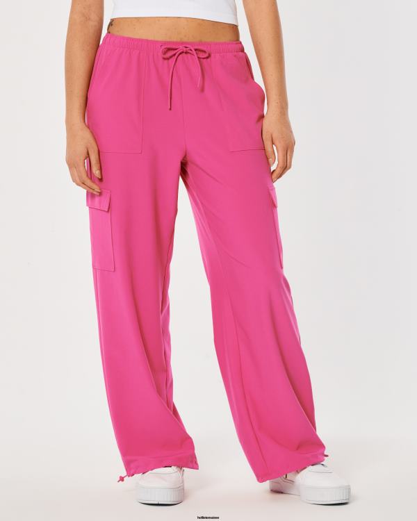 gilly hicks active pantalon parachute taille mi-haute femmes rose foncé Hollister bas RRRJX764