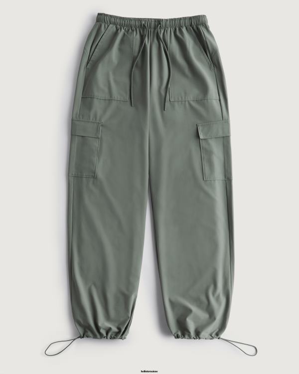 gilly hicks active pantalon parachute taille mi-haute femmes vert sauge foncé Hollister bas RRRJX765