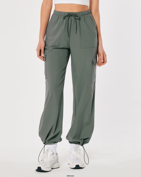 gilly hicks active pantalon parachute taille mi-haute femmes vert sauge foncé Hollister bas RRRJX765