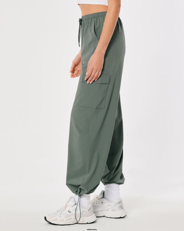gilly hicks active pantalon parachute taille mi-haute femmes vert sauge foncé Hollister bas RRRJX765
