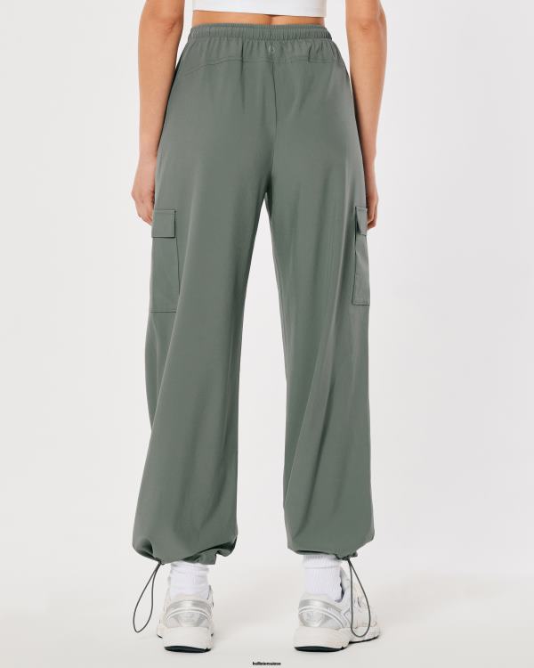 gilly hicks active pantalon parachute taille mi-haute femmes vert sauge foncé Hollister bas RRRJX765