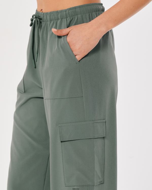 gilly hicks active pantalon parachute taille mi-haute femmes vert sauge foncé Hollister bas RRRJX765