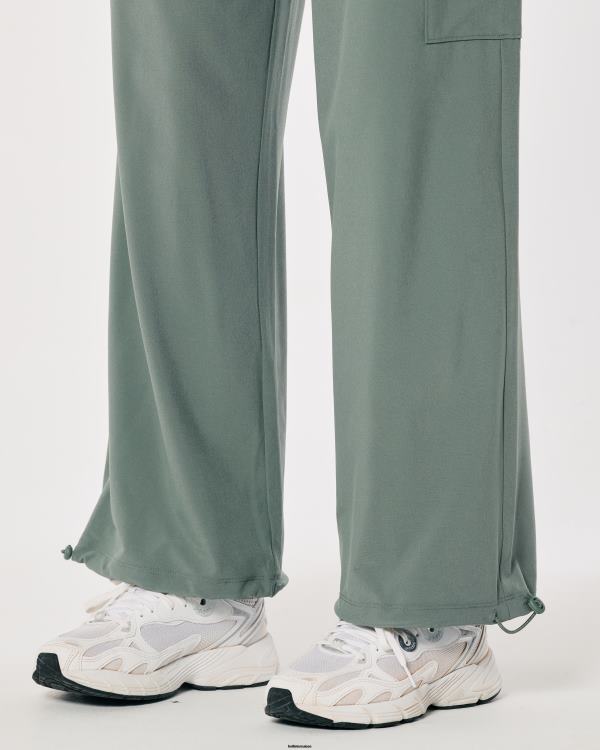 gilly hicks active pantalon parachute taille mi-haute femmes vert sauge foncé Hollister bas RRRJX765