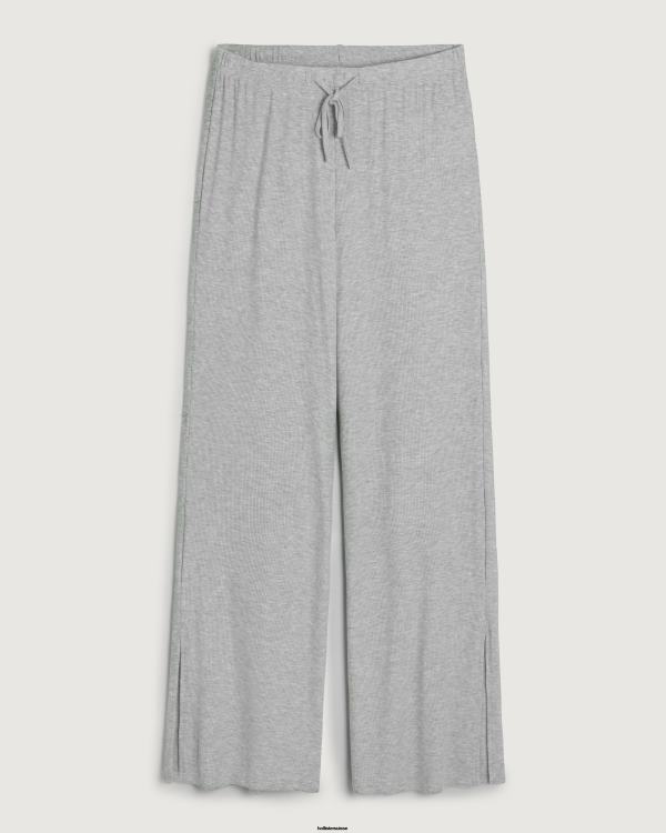 gilly hicks pantalon de nuit large côtelé en jersey femmes gris clair Hollister bas RRRJX697