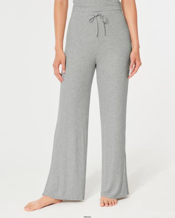 gilly hicks pantalon de nuit large côtelé en jersey femmes gris clair Hollister bas RRRJX697