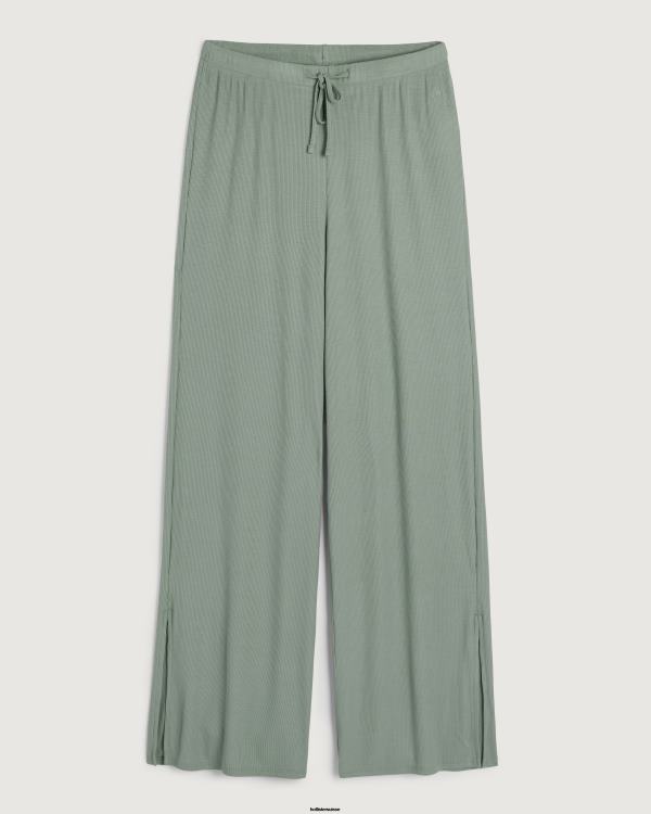 gilly hicks pantalon de nuit large côtelé en jersey femmes vert clair Hollister bas RRRJX709