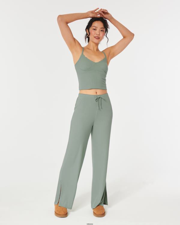 gilly hicks pantalon de nuit large côtelé en jersey femmes vert clair Hollister bas RRRJX709