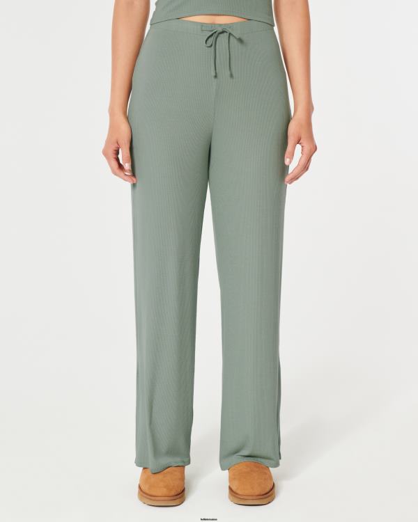 gilly hicks pantalon de nuit large côtelé en jersey femmes vert clair Hollister bas RRRJX709