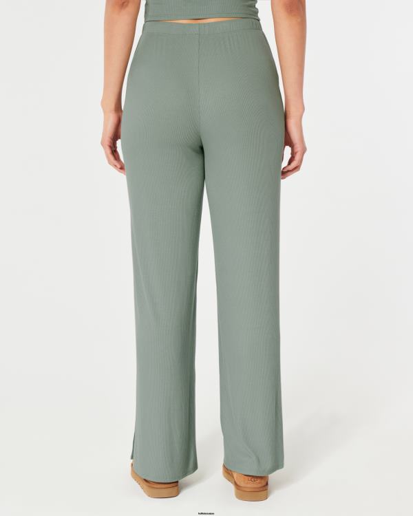 gilly hicks pantalon de nuit large côtelé en jersey femmes vert clair Hollister bas RRRJX709