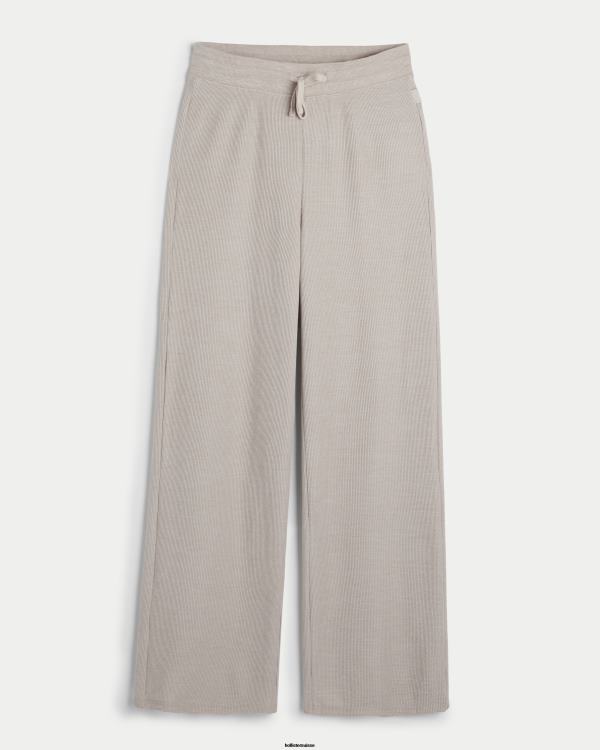 gilly hicks pantalon large confortable à micro-gaufres femmes beige Hollister bas RRRJX778